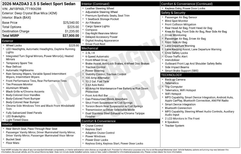 New 2026 MAZDA MAZDA3 s Sport FWD image 7