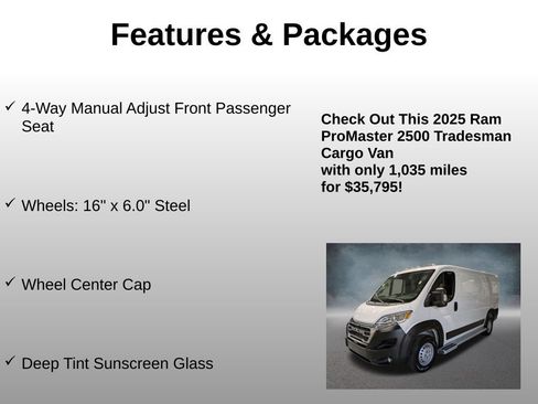 Used 2025 RAM ProMaster 2500 w/ U-Haul Equipment Group FWD image 8