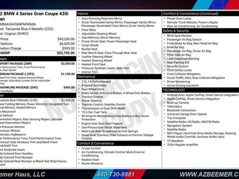 Used 2022 BMW 430i Gran Coupe w/ M Sport Package RWD image 3