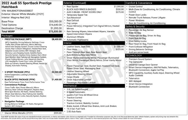 Used 2022 Audi S5 Prestige w/ Prestige Package AWD/4WD image 32