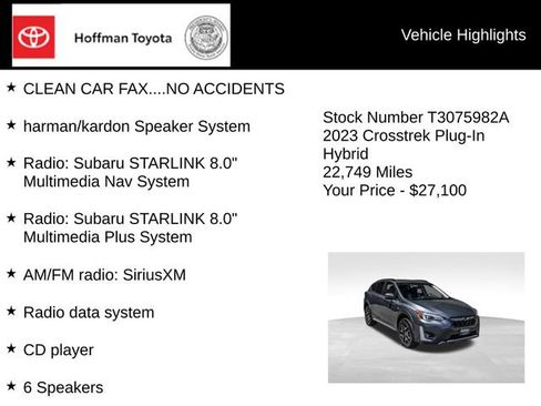 Used 2023 Subaru Crosstrek Hybrid w/ Moonroof Package w/Navigation AWD/4WD image 10