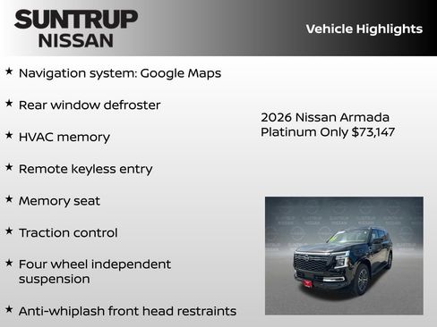 New 2026 Nissan Armada Platinum AWD/4WD image 8