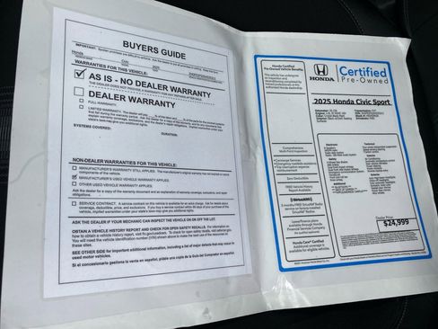 Certified 2025 Honda Civic Sport image 37