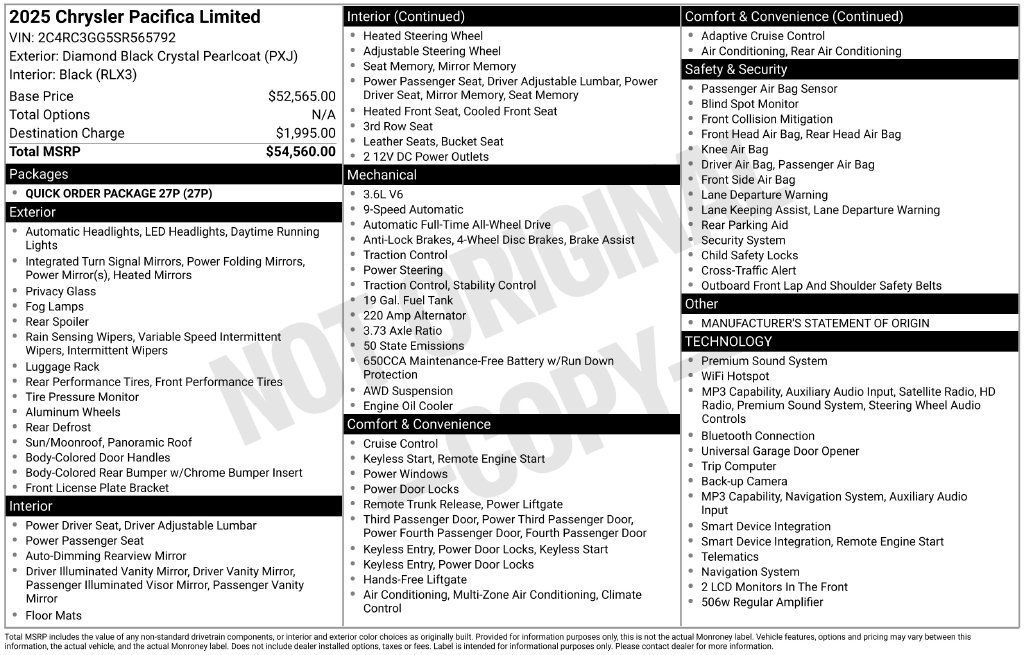 Used 2025 Chrysler Pacifica Limited AWD/4WD image 2