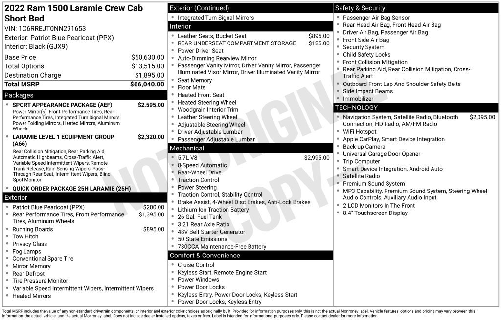 Used 2022 RAM 1500 Laramie w/ Sport Appearance Package RWD image 5