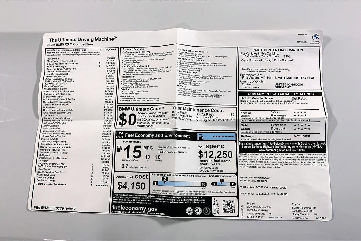 New 2026 BMW X5 M Competition w/ Executive Package AWD/4WD image 22