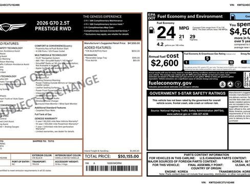 Certified 2026 Genesis G70 2.5T Prestige RWD image 3