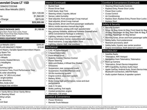 Used 2016 Chevrolet Cruze LT w/ Convenience Package FWD image 7