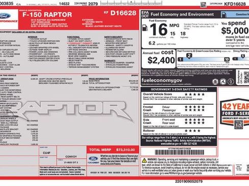 Used 2019 Ford F150 Raptor w/ Equipment Group 802A Luxury image 18