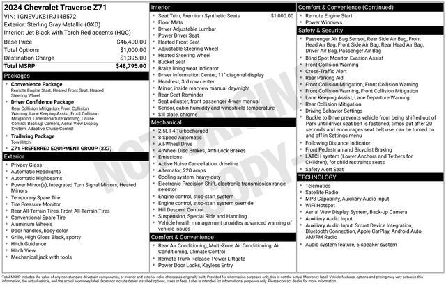 Certified 2024 Chevrolet Traverse Z71 AWD/4WD image 5