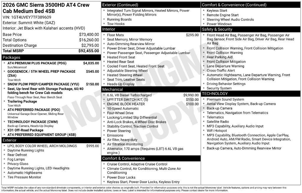 New 2026 GMC Sierra 3500 AT4 w/ AT4 Premium Plus Package AWD/4WD image 3