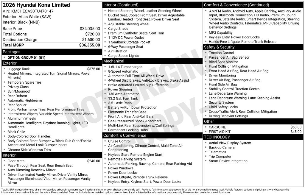 New 2026 Hyundai Kona Limited AWD/4WD image 16