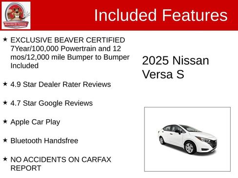Used 2025 Nissan Versa S w/ Trunk Package FWD image 4