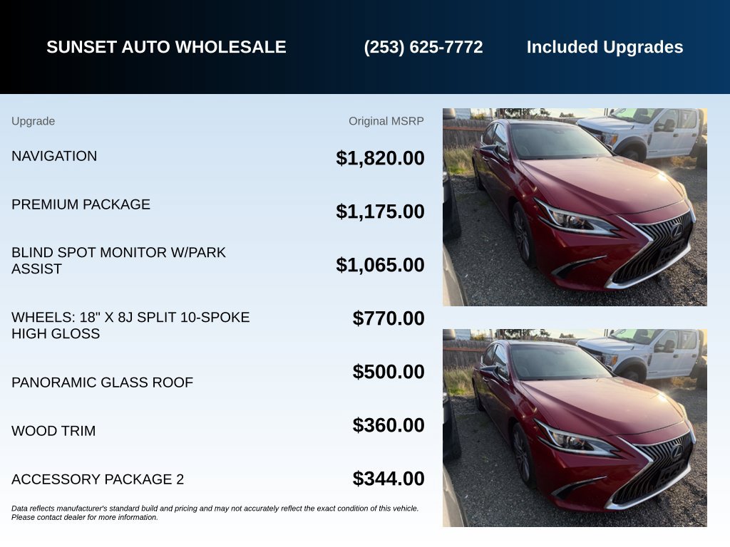 Used 2019 Lexus ES 350 w/ Premium Package FWD image 5