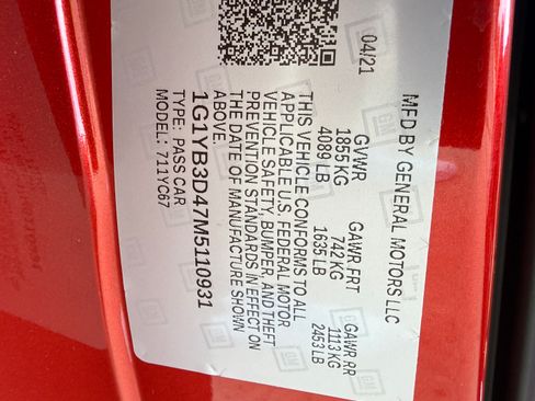 Used 2021 Chevrolet Corvette Stingray Preferred Conv w/ Battery Protection Package RWD image 15