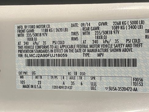 Used 2015 Lincoln MKC AWD w/ Equipment Group 101A Select image 28