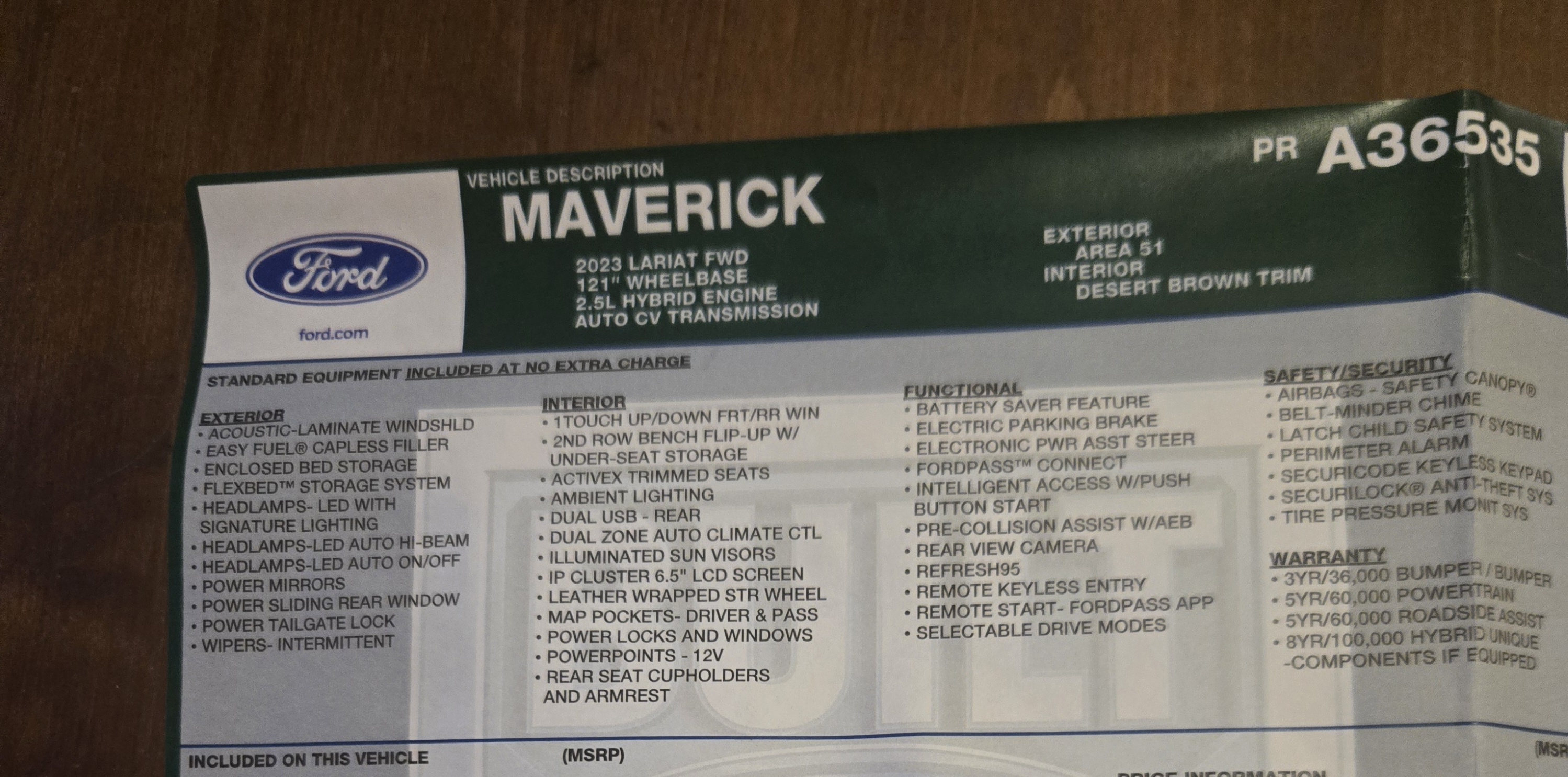 Used 2023 Ford Maverick Lariat w/ Lariat Luxury Package FWD image 21