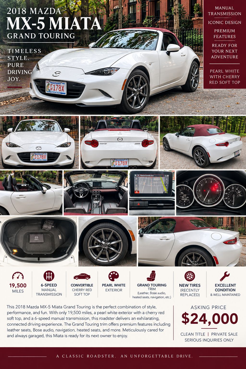 Used 2018 MAZDA MX-5 Miata Grand Touring RWD image 2