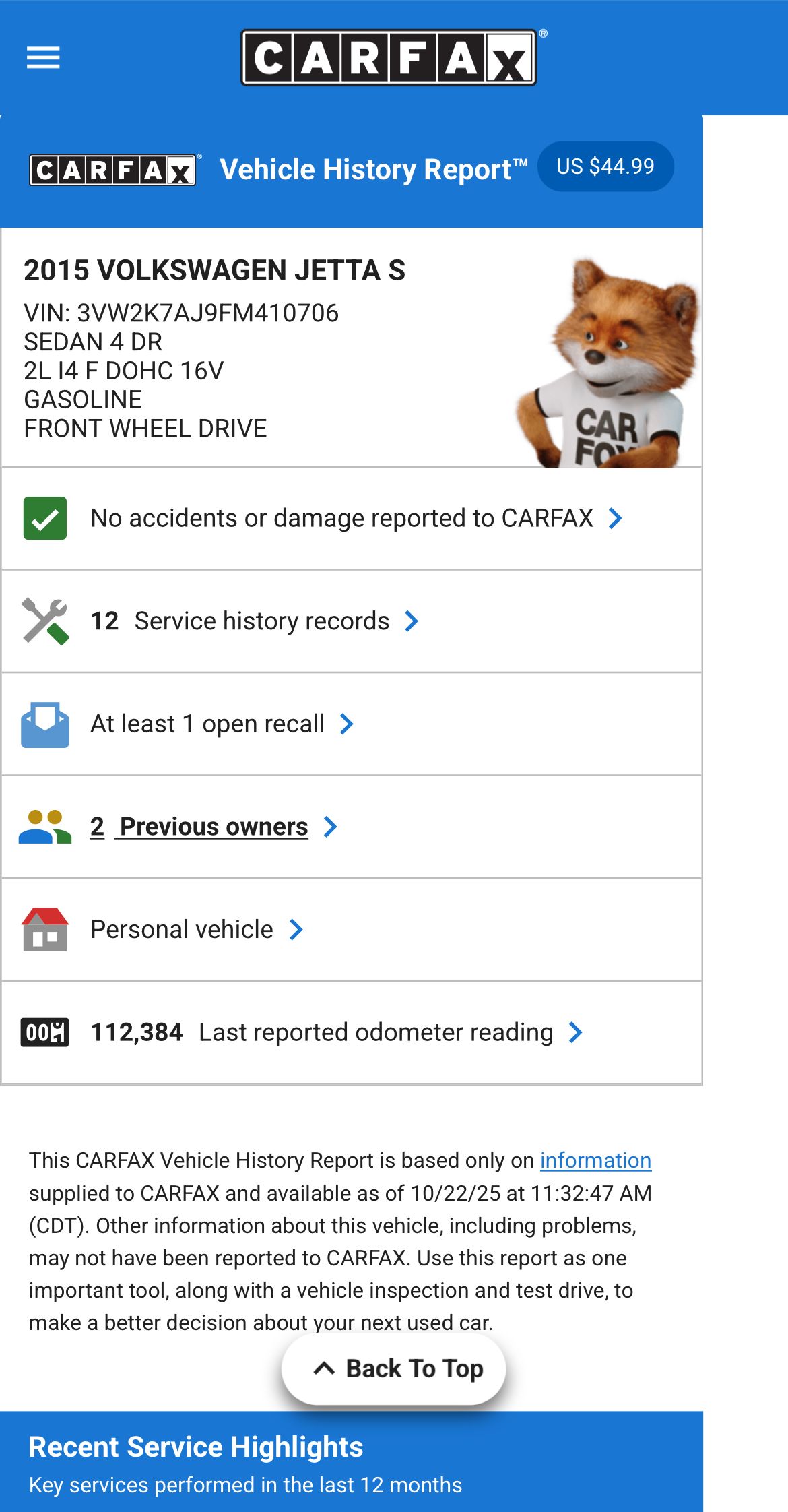 Used 2015 Volkswagen Jetta S FWD image 13