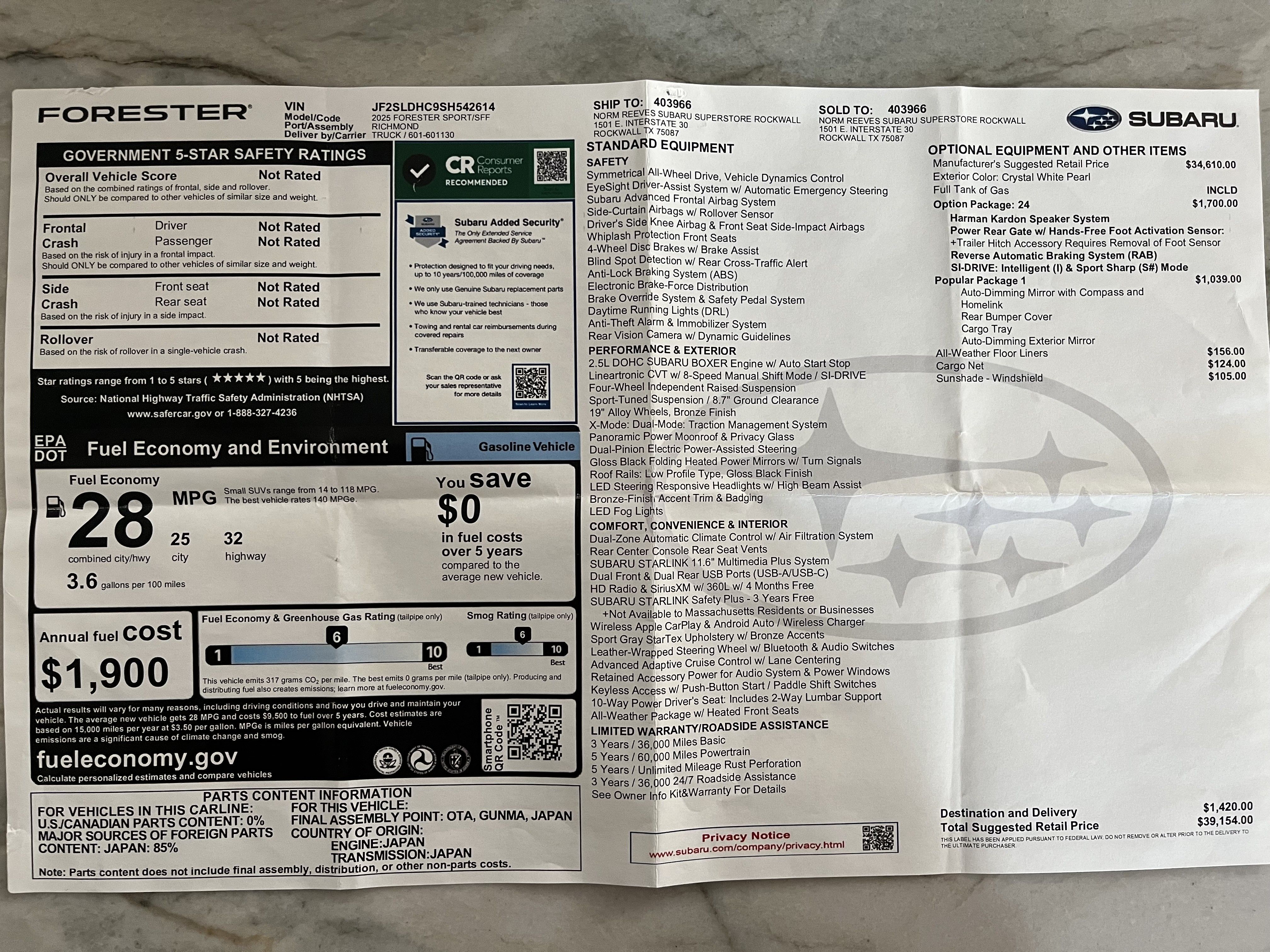 Used 2025 Subaru Forester Sport w/ Popular Package #1 AWD/4WD image 9