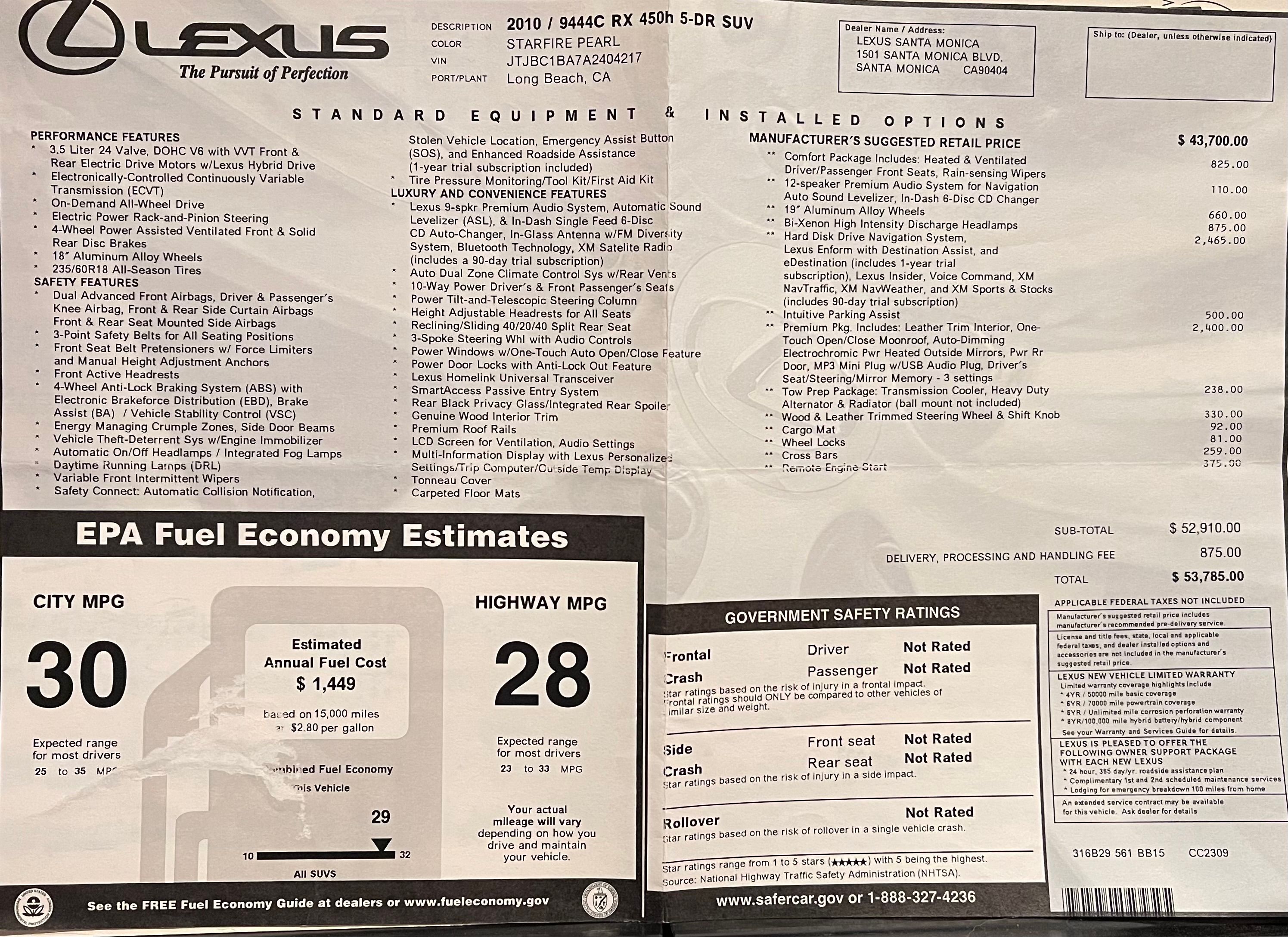 Used 2010 Lexus RX 450h AWD image 15