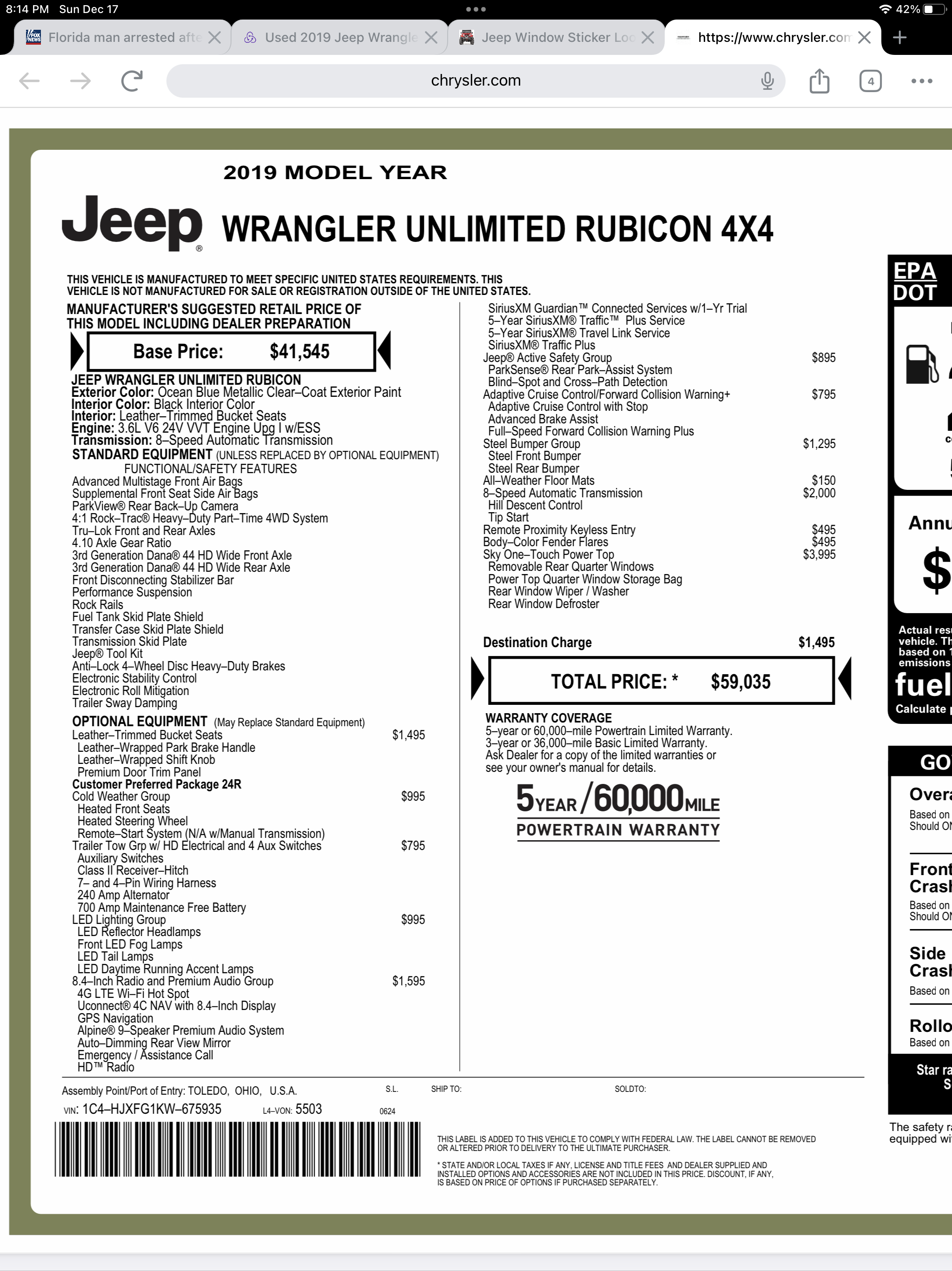 Used 2019 Jeep Wrangler Unlimited Rubicon AWD/4WD image 20