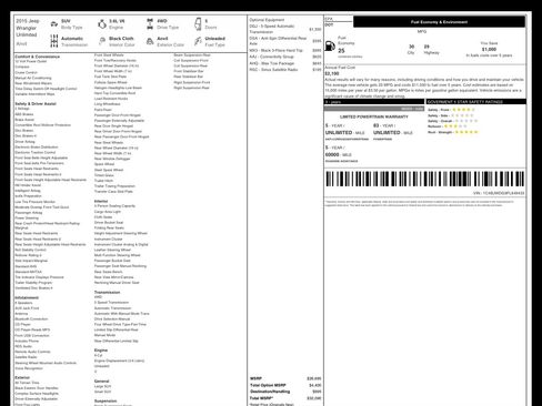 Used 2015 Jeep Wrangler Unlimited Sport w/ Quick Order Package 24S AWD/4WD image 10
