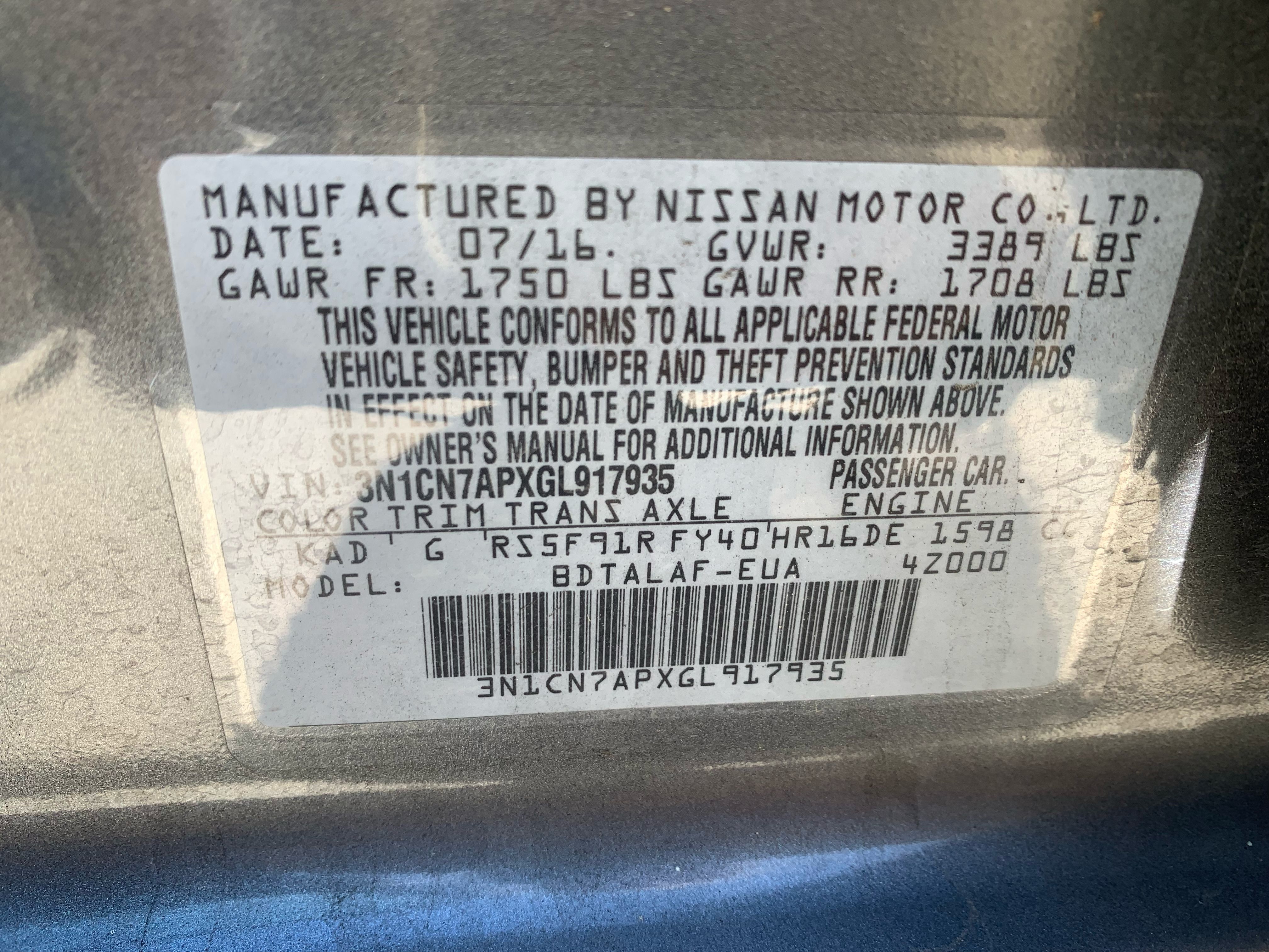 Used 2016 Nissan Versa S FWD image 12