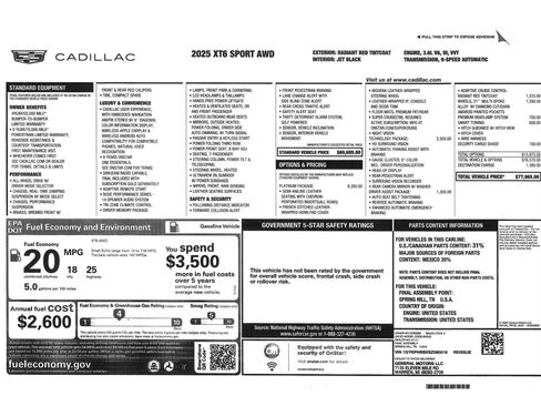 Used 2025 Cadillac XT6 Sport w/ Platinum Package image 12