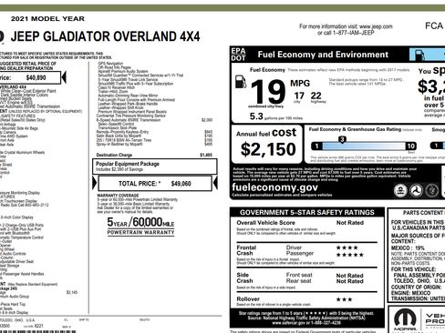 Used 2021 Jeep Gladiator Overland w/ Popular Equipment Package image 13