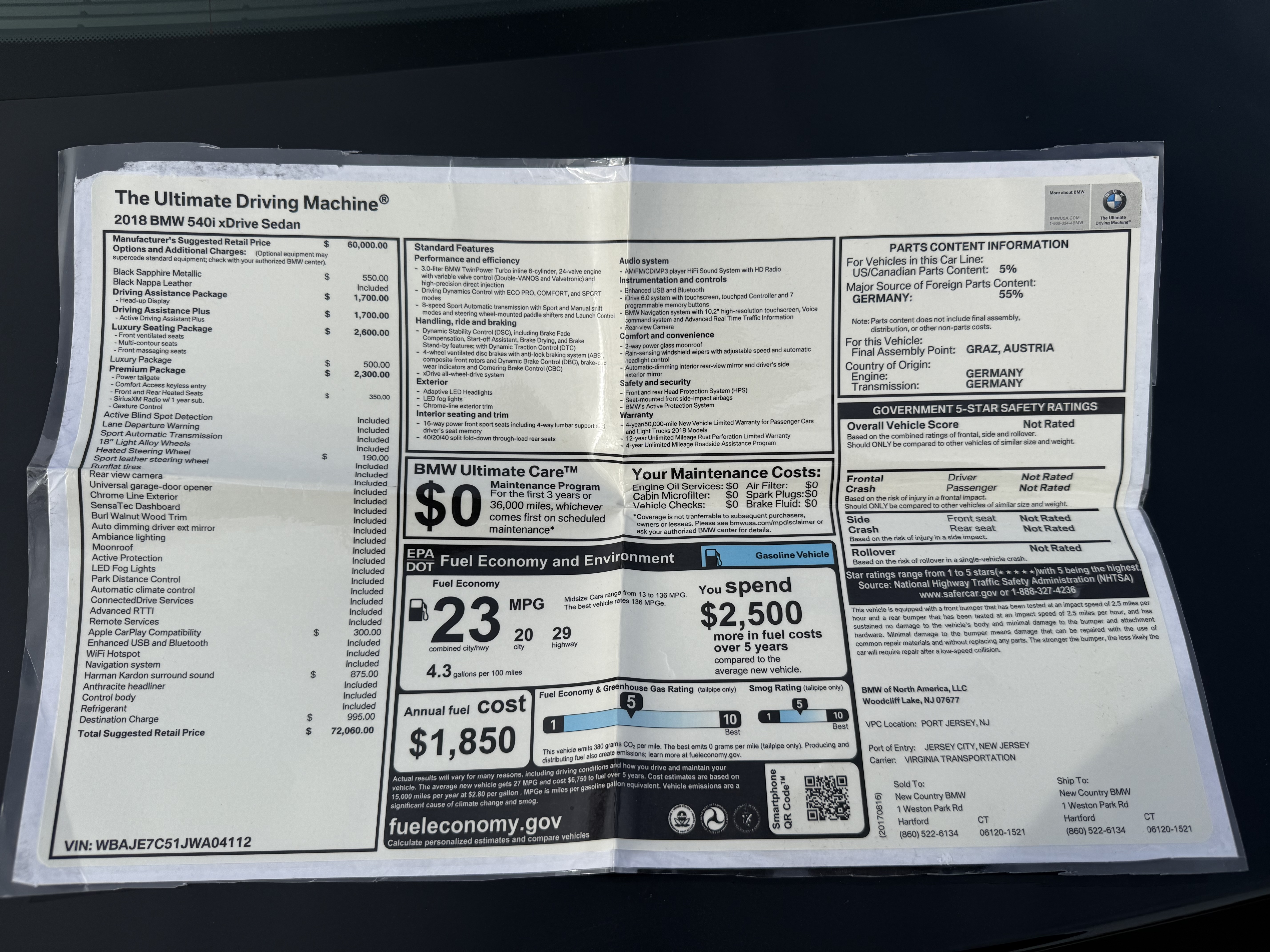 Used 2018 BMW 540i xDrive AWD/4WD image 13