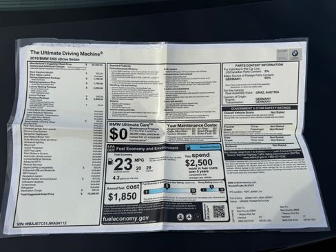 Used 2018 BMW 540i xDrive AWD/4WD image 13