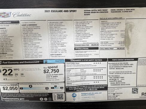 Used 2021 Cadillac Escalade Sport w/ LPO, ONYX Package image 13