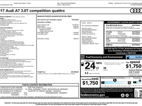 Used 2017 Audi A7 3.0T Competition Prestige w/ Cold Weather Package image 13
