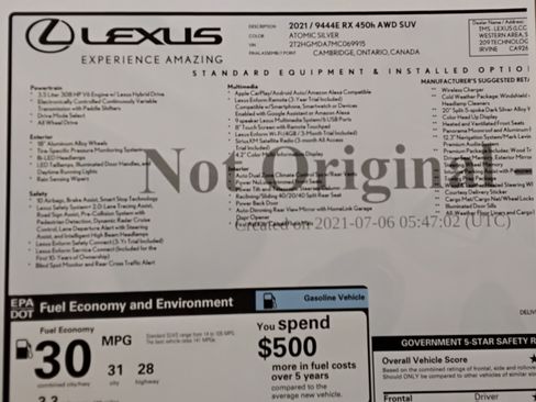 Used 2021 Lexus RX 450h 450h Sport Utility 4D image 14