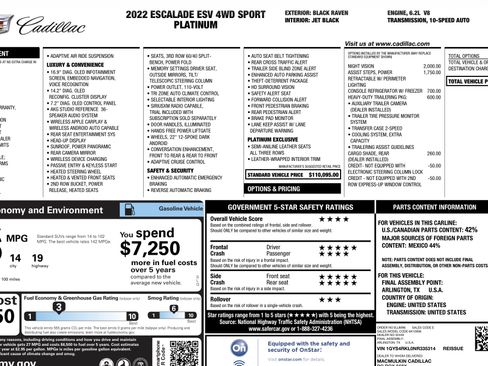 Used 2022 Cadillac Escalade ESV Sport Platinum w/ Heavy-Duty Trailer Package AWD/4WD image 27