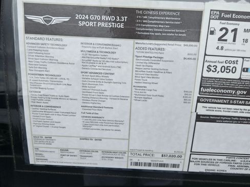 Used 2024 Genesis G70 3.3T Advanced w/ Sport Prestige Package image 10