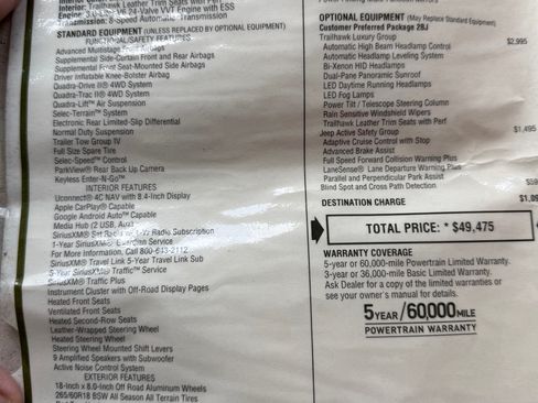 Used 2018 Jeep Grand Cherokee Trailhawk w/ Trailhawk Luxury Group image 10