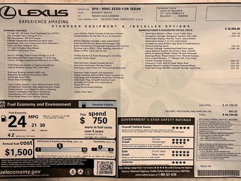 Used 2018 Lexus ES 350 350 Sedan 4D image 11