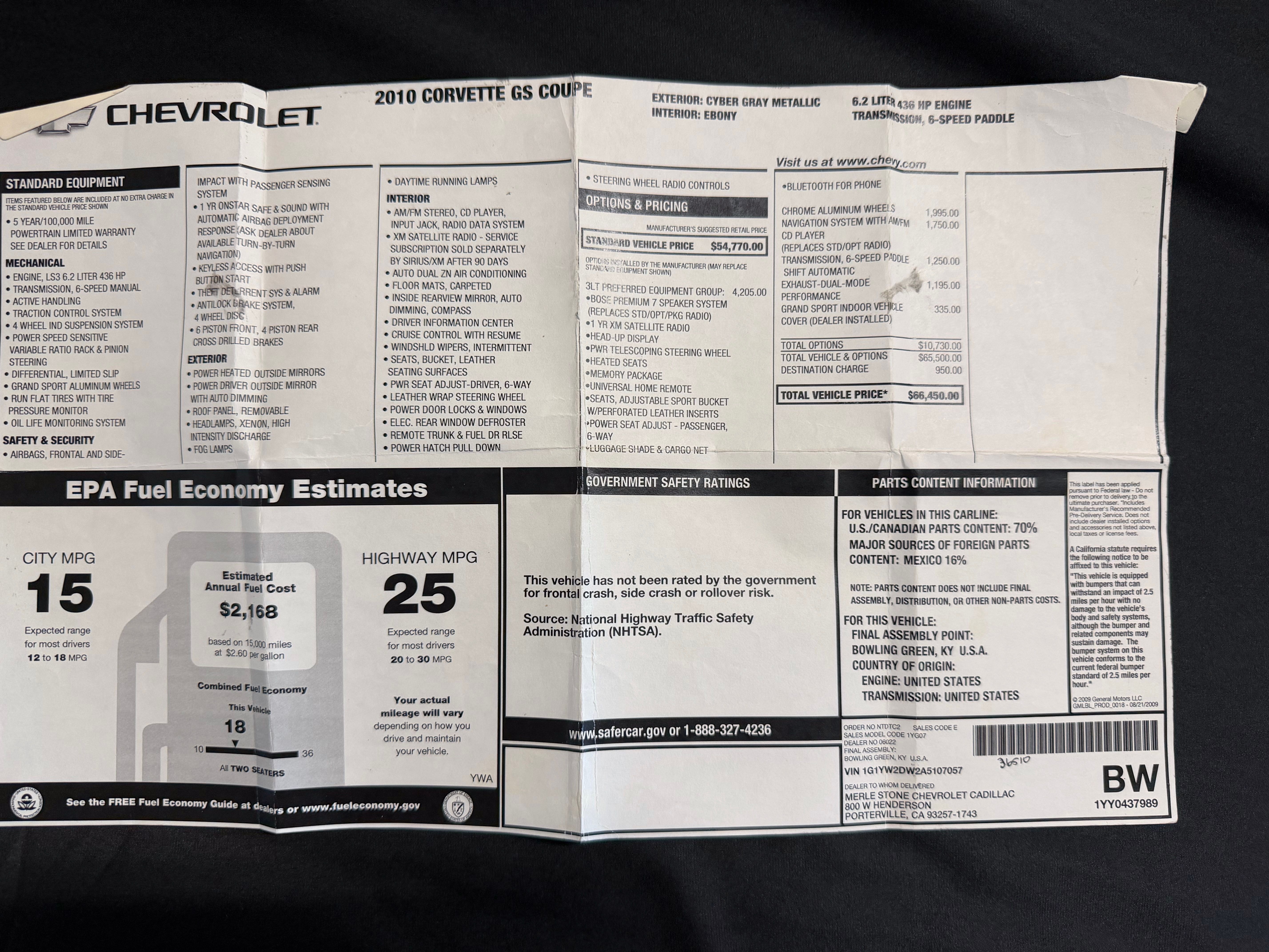 Used 2010 Chevrolet Corvette Grand Sport w/ Preferred Equipment Group RWD image 16