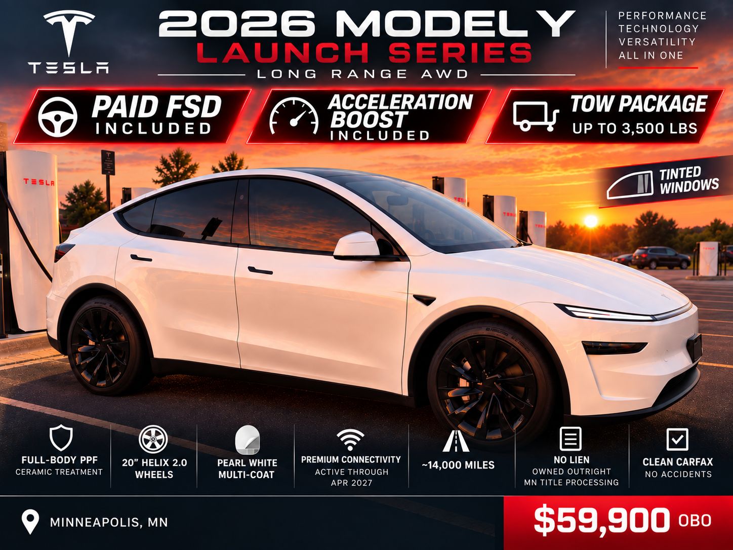 Used 2026 Tesla Model Y Long Range AWD/4WD image 1