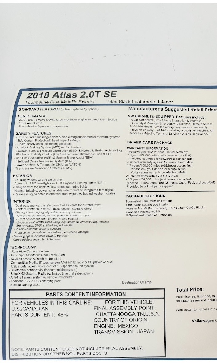 Used 2018 Volkswagen Atlas SE FWD image 18