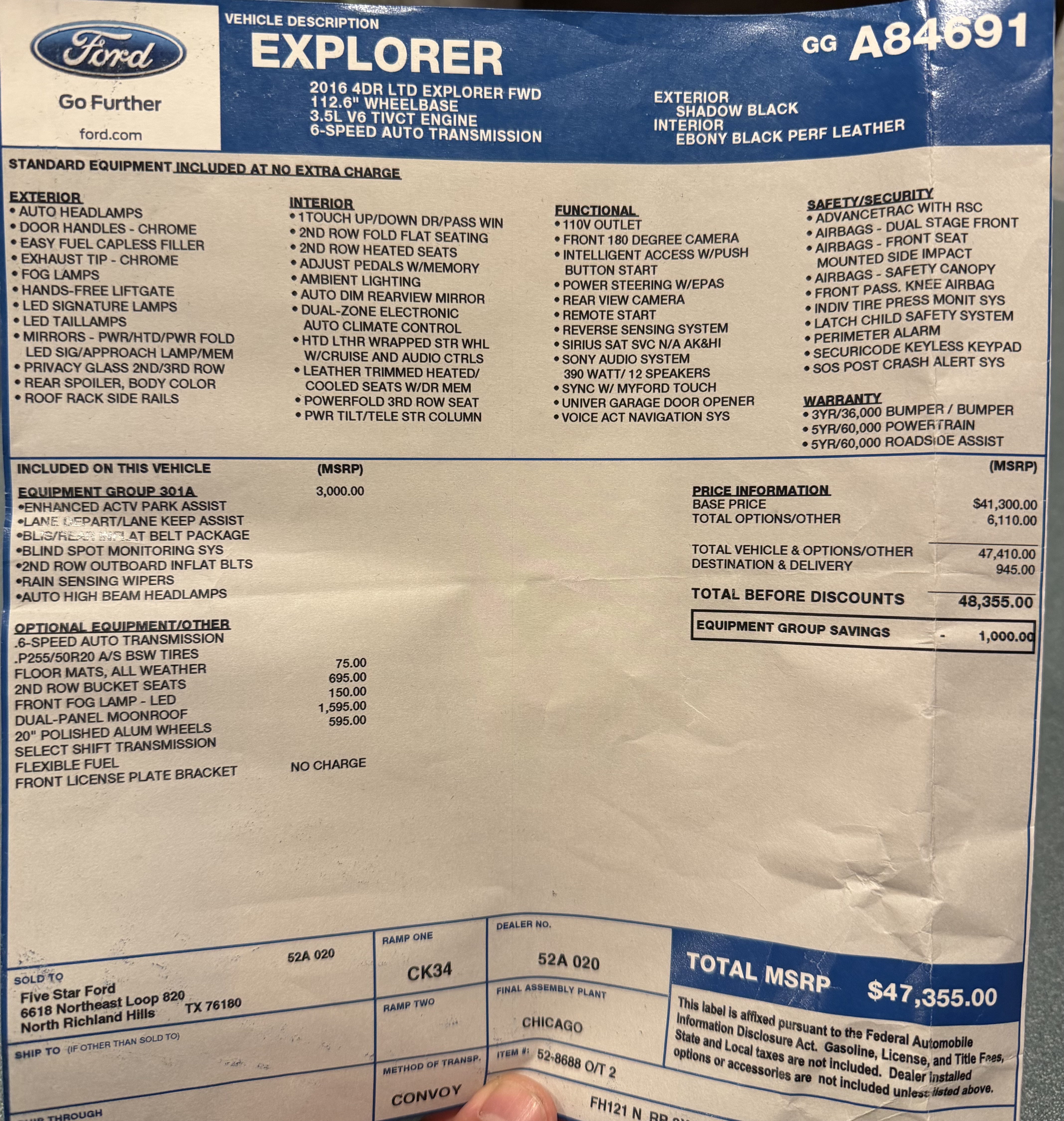 Used 2016 Ford Explorer Limited w/ Equipment Group 301A FWD image 11