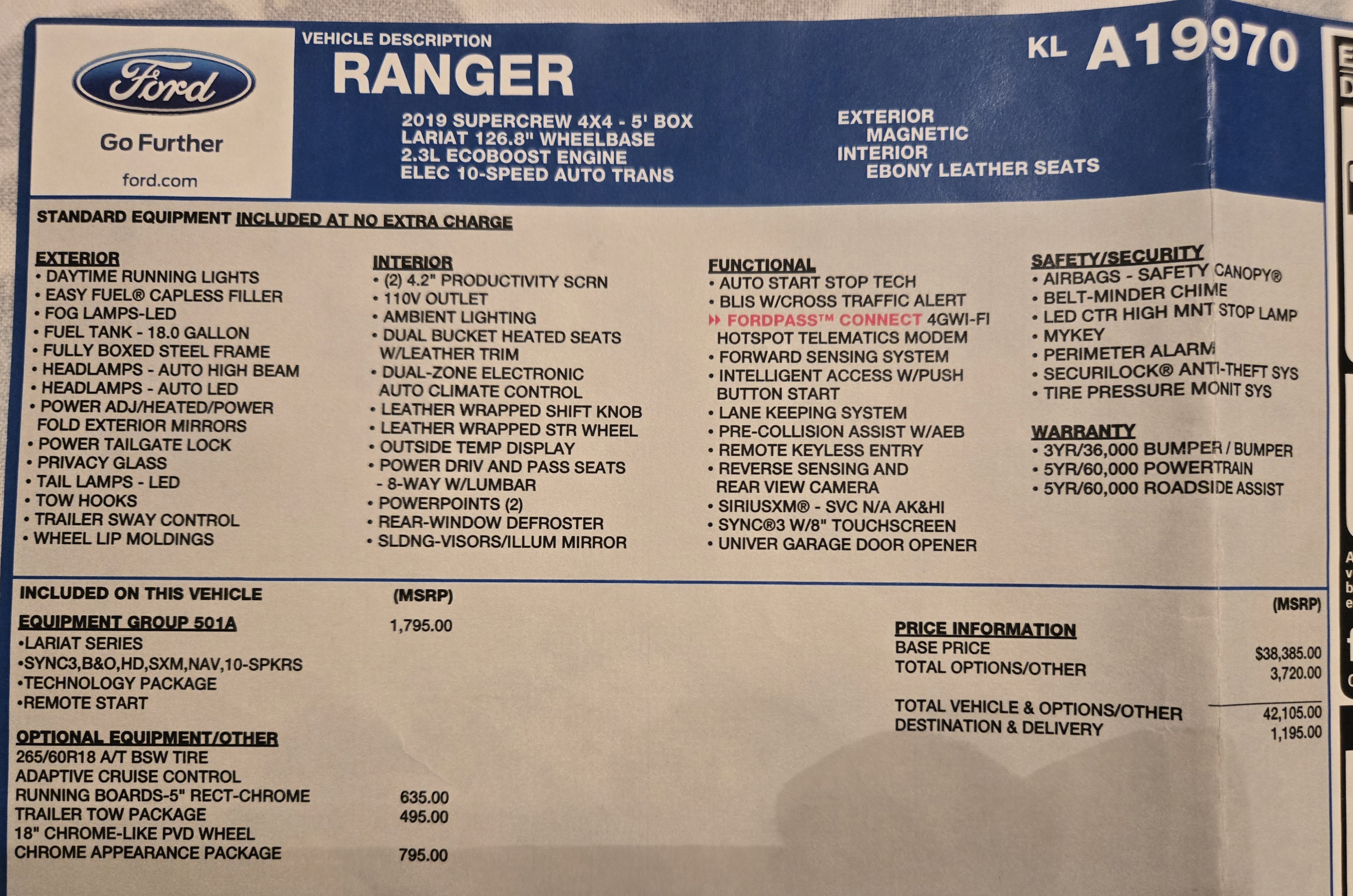 Used 2019 Ford Ranger Lariat w/ Equipment Group 501A Mid AWD/4WD image 12