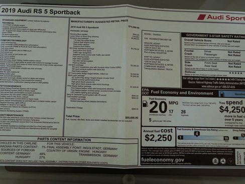 Used 2019 Audi RS 5 Sportback w/ Dynamic Plus Package AWD/4WD image 32