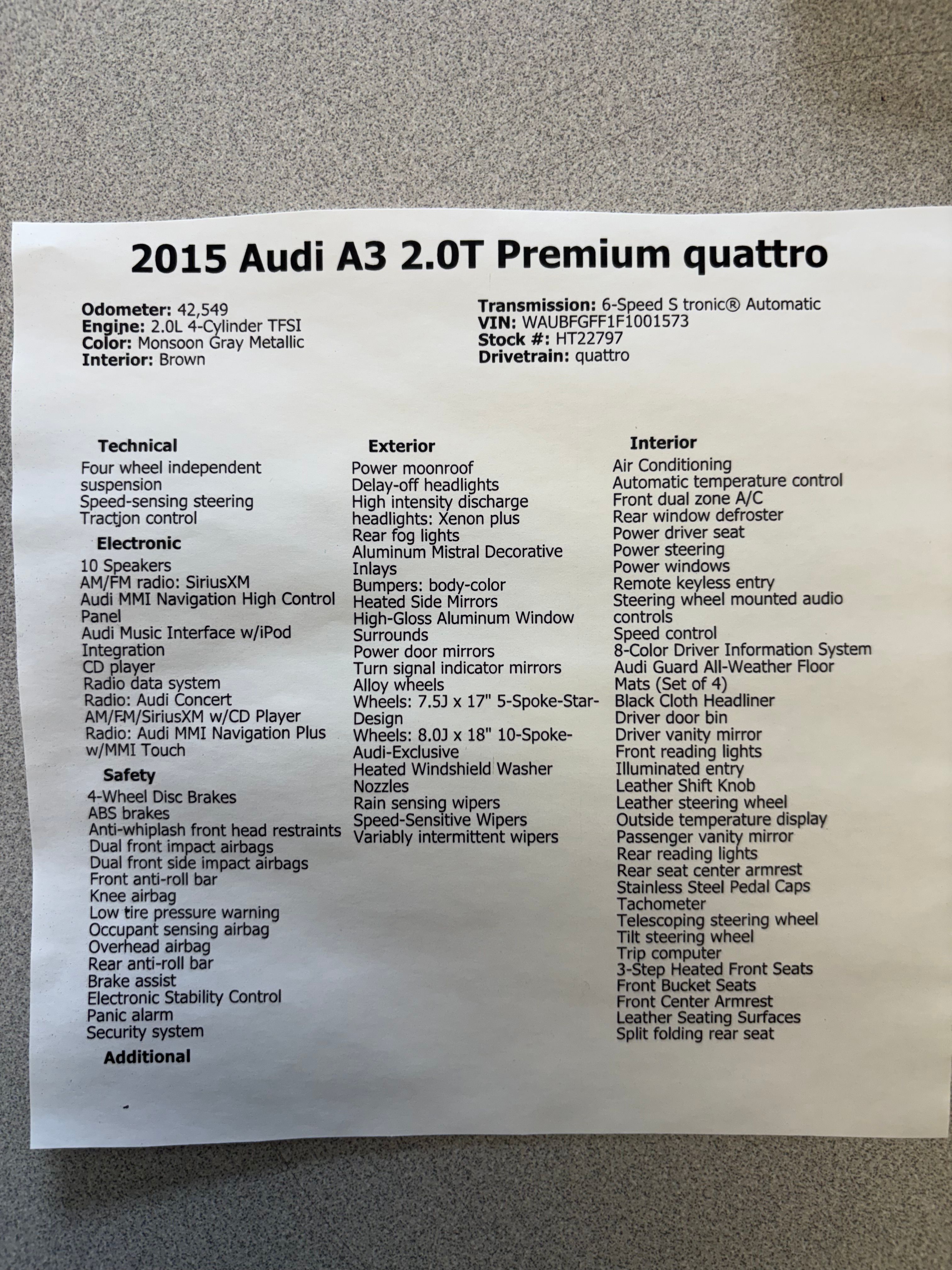 Used 2015 Audi A3 2.0T Premium w/ Audi MMI Navigation Plus AWD/4WD image 4