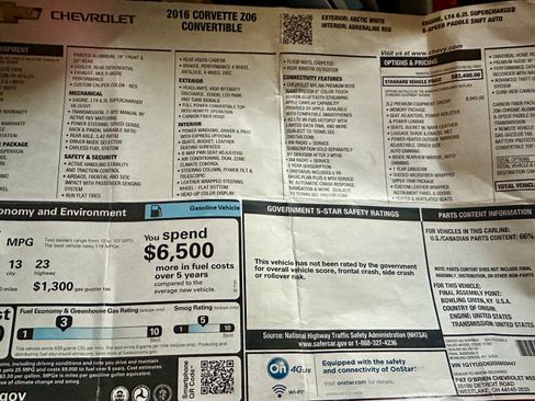 Used 2016 Chevrolet Corvette Z06 w/ 3LZ Preferred Equipment Group image 1