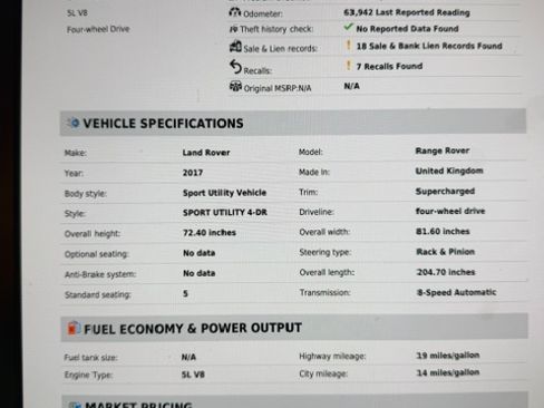 Used 2017 Land Rover Range Rover Long Wheelbase Supercharged AWD/4WD image 21