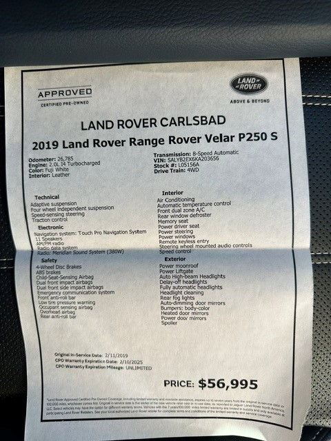 Used 2019 Land Rover Range Rover Velar S AWD/4WD image 31