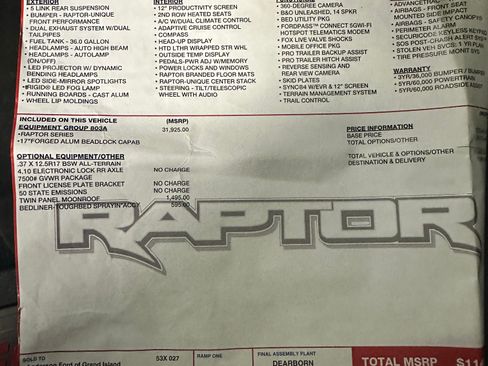 Used 2024 Ford F150 Raptor w/ Equipment Group 803A Raptor R image 10